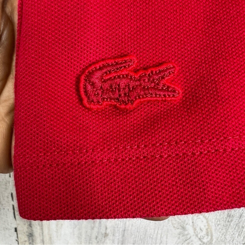 Lacoste Womens Shirt Size 42 US 10 Large Womens Red Polo Golf Performance Wear - Picture 5 of 11